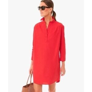 POMANDER PLACE Tuckernuck Shirt Dress Womens L Red Poppy Polo Collared‎ Popover
